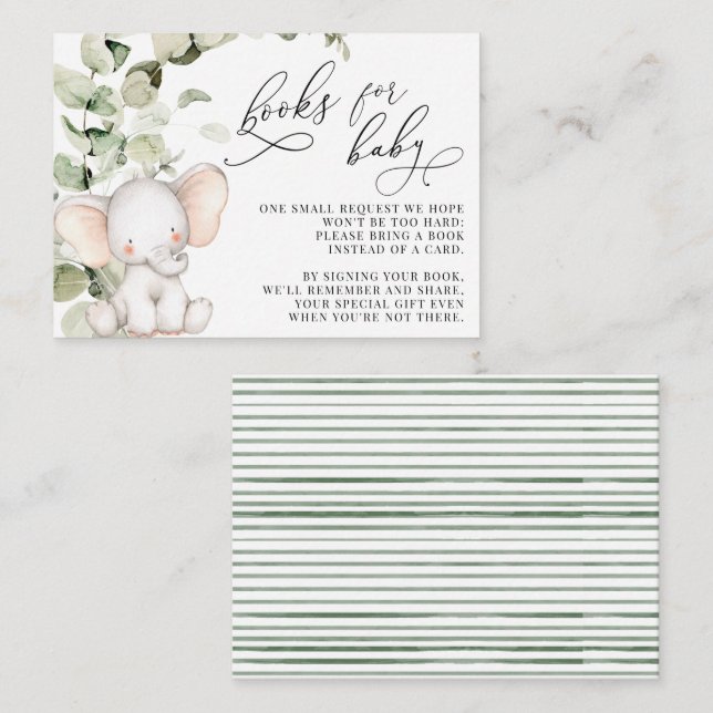 Eukalyptus-Elefantenbücher für Kinder Begleitkarte (Vorne/Hinten)