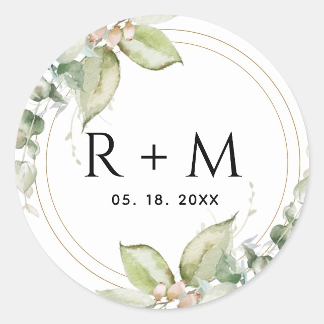 Eukalyptus Elegant Grüne Umschlag Aufkleber / Gefa (Vorderseite)