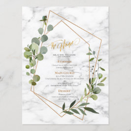 Eukalyptus-Elegante Hochzeit mit Kupfergeometrie Menükarte