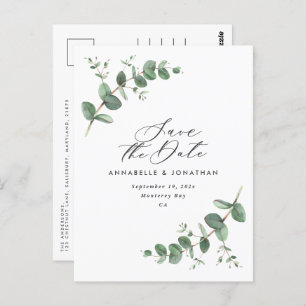 Eukalyptus elegante moderne Hochzeit speichern das Postkarte