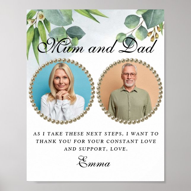 Eukalyptus-Eltern der Braut Vielen Dank für Ihr Ge Poster (Vorne)