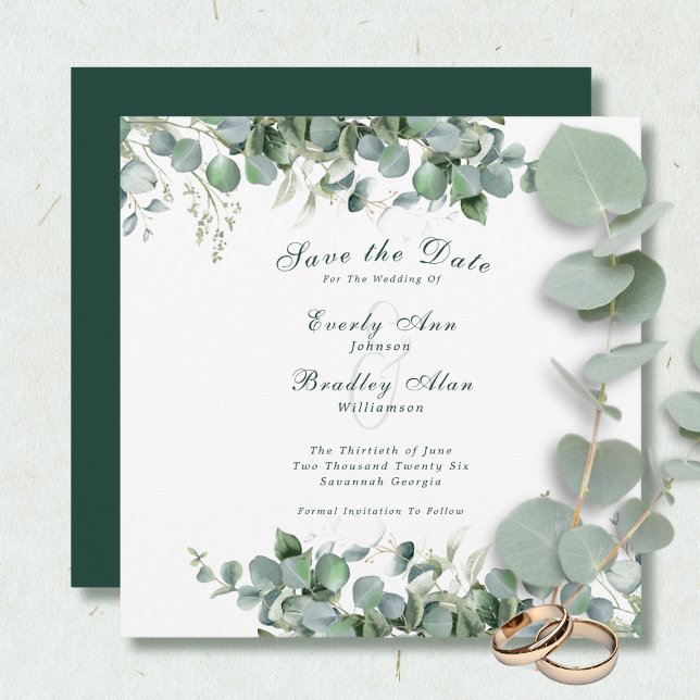 Eukalyptus Emerald Green Elegant Sage Greenery Save The Date (Von Creator hochgeladen)