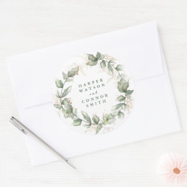 Eukalyptus Emerald Monogram Wedding Runder Aufkleber