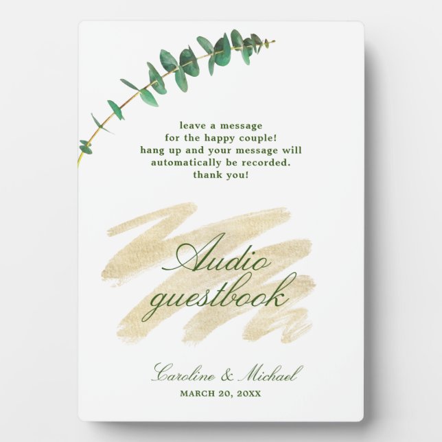 Eukalyptus, Emerald und Gold Audio Guestbook Fotoplatte (Vorderseite)