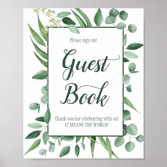 Eukalyptus Envy Sign Our Guest Book Wedding Poster (Vorne)
