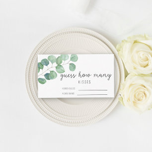 Eukalyptus - Errate wie viele Küsse Brautparty-Spi Begleitkarte