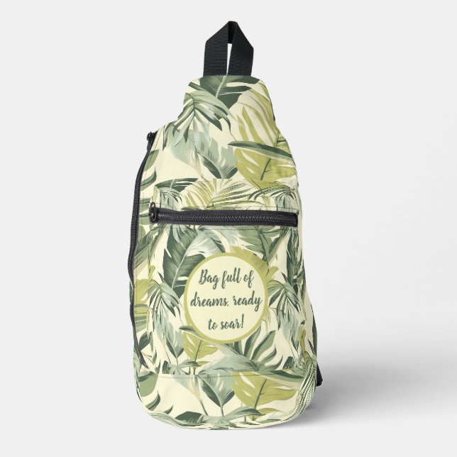 Eukalyptus-Eukalyptus in grüner Wasserfarbe Druckk Crossbody Bag (Vorderseite)