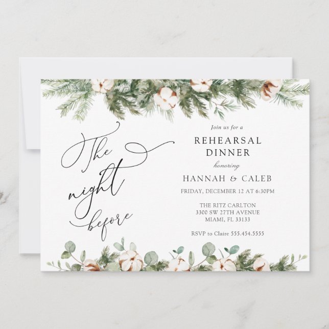 Eukalyptus Evergreen Night Before Probe Dinner Einladung (Vorderseite)