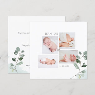 Eukalyptus Faire part de Naissance Garçon Einladung