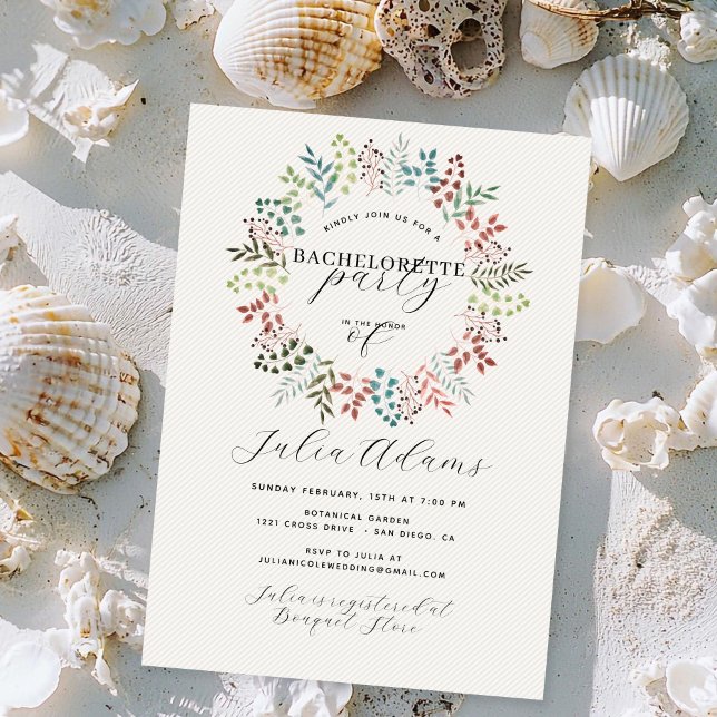 Eukalyptus Fall Leaf Wreath Junggeselinnen-Abschie Einladung (Von Creator hochgeladen)