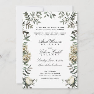 Eukalyptus-Farne-Weiße-Blumen-Torbogen-Hochzeit  Einladung