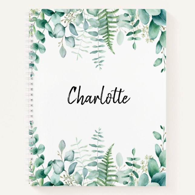 Eukalyptus-Farnwald Notizbuch (Vorderseite)