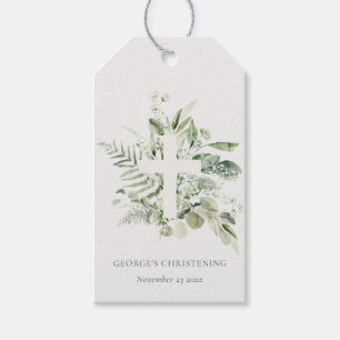 Eukalyptus fern Foliage Cross Christening  Geschenkanhänger