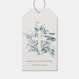 Eukalyptus fern Foliage Cross Christening Geschenkanhänger