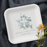 Eukalyptus fern Foliage Cross Christening Pappteller<br><div class="desc">Für weitere Anpassungen oder andere passende Artikel kontaktieren Sie mich bitte unter yellowfebstudio@gmail.com</div>