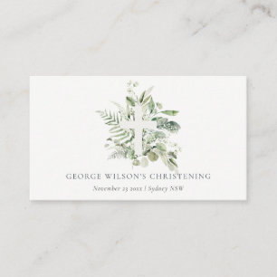 Eukalyptus fern Foliage Cross Christening Platzkarte