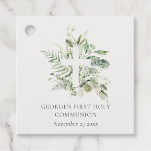 Eukalyptus Fern Foliage Cross Erste Heilige Kommun Geschenkanhänger