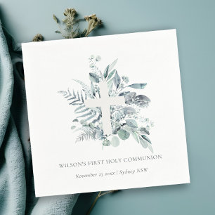 Eukalyptus Fern Foliage Cross Erste Heilige Kommun Serviette