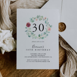 Eukalyptus Floral 30. Geburtstag Party Einladung