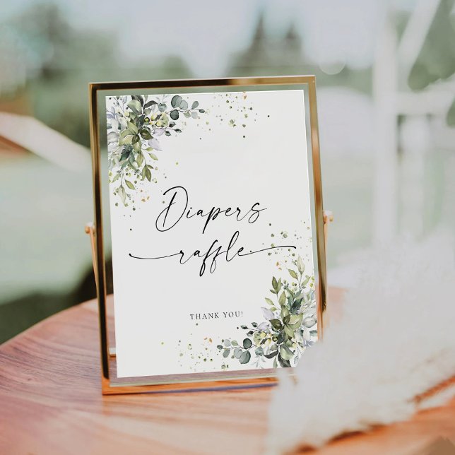 Eukalyptus Floral Baby Duschdiapers Raffle-Zeichen Sockelschild (Von Creator hochgeladen)