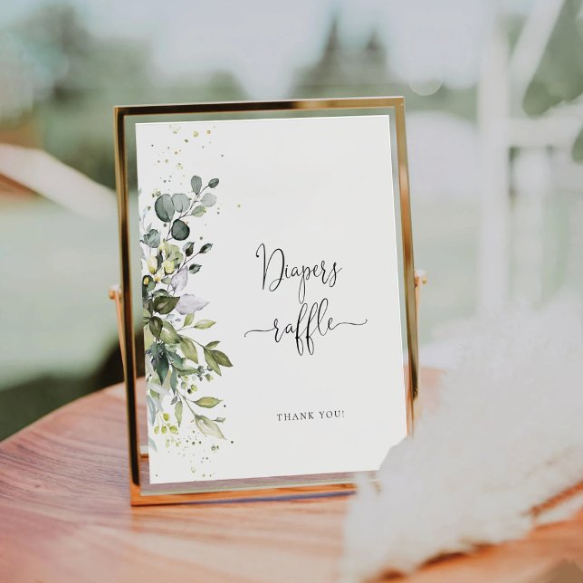 Eukalyptus Floral Baby Duschdiapers Raffle-Zeichen Sockelschild (Von Creator hochgeladen)