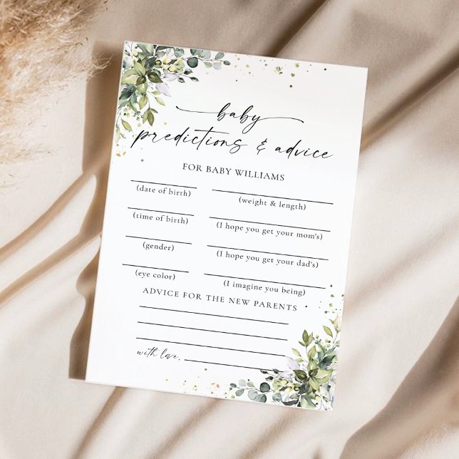 Eukalyptus Floral Baby Shower Predictions Card (Von Creator hochgeladen)