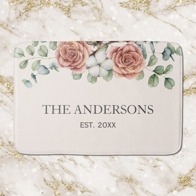 Eukalyptus Floral Botanische Rose Badematte (In situ)