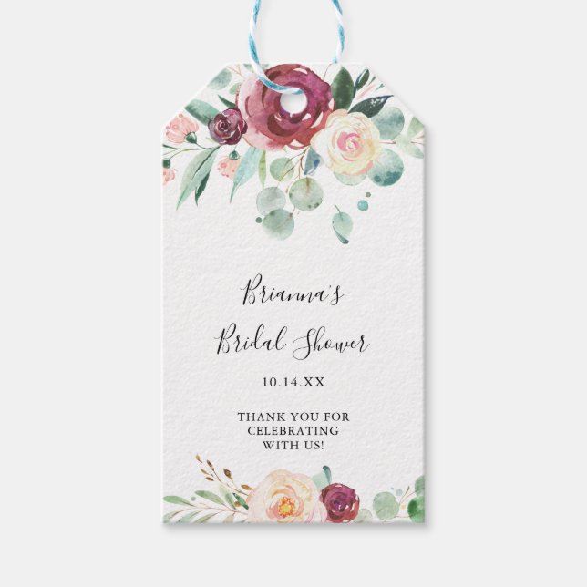 Eukalyptus Floral Brautparty Geschenkanhänger (Vorderseite)