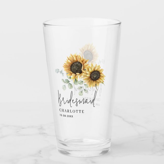 Eukalyptus floral Bridesmaid Script Glas (Vorderseite)