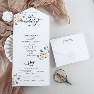 Eukalyptus Floral Calligraphy Wedding All In One Einladung