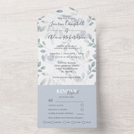 Eukalyptus floral Dusty Blue Wedding All In One Einladung