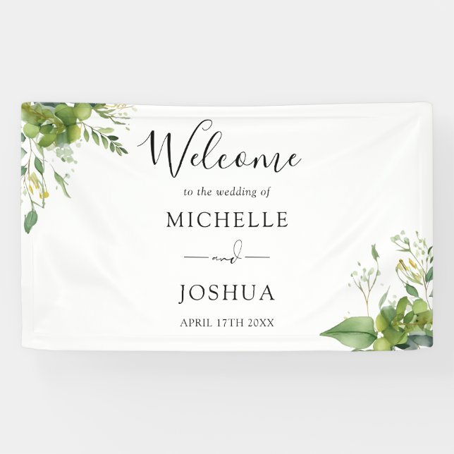 Eukalyptus Floral Elegant Wedding Welcome Banner (Horizontal)