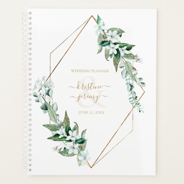Eukalyptus Floral Gold Rahmen Hochzeitsplaner Planer (Vorderseite)