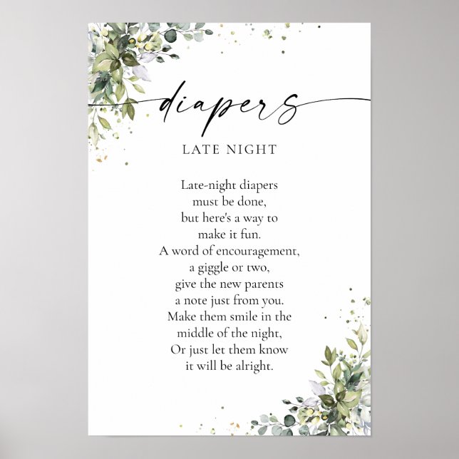 Eukalyptus Floral Greenerenery Baby Shower Poster (Vorne)