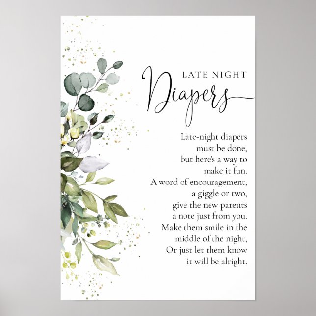 Eukalyptus Floral Greenerenery Baby Shower Poster (Vorne)
