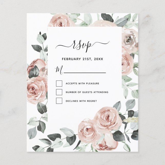 Eukalyptus Floral Greenerity Wedding RSVP Flyer (Vorne)