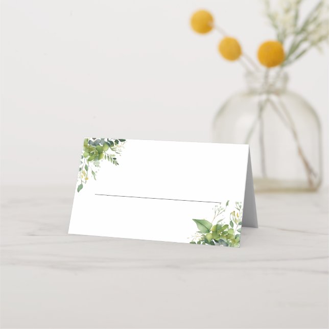 Eukalyptus Floral Greenery Elegant Wedding Platzkarte (Vorderseite)