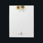 Eukalyptus floral monogram Stylish Notizblock<br><div class="desc">Mit dieser niedlichen Vorlage mit einem wunderschönen rustikalen Blumenstrauß und moderner,  schlichter feminininer Typografie schaffen Sie ein modernes Notizblock mit Sonnenblumen. TIPP: Passende Hochzeitssuite-Karten wie UAWG,  Hochzeitsfeiern,  Banner,  Tapisserien,  Geschenketiketten,  Schilder und andere Hochzeitsgeschenke und Goodies sind in der folgenden Kollektion mit diesem Design erhältlich.</div>