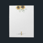 Eukalyptus floral monogram Stylish Notizblock<br><div class="desc">Mit dieser niedlichen Vorlage mit einem wunderschönen rustikalen Blumenstrauß und moderner,  schlichter feminininer Typografie schaffen Sie ein modernes Notizblock mit Sonnenblumen. TIPP: Passende Hochzeitssuite-Karten wie UAWG,  Hochzeitsfeiern,  Banner,  Tapisserien,  Geschenketiketten,  Schilder und andere Hochzeitsgeschenke und Goodies sind in der folgenden Kollektion mit diesem Design erhältlich.</div>