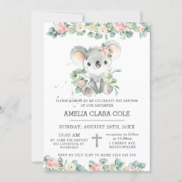 Eukalyptus Floral Niedlich Koala Taufe Christening Einladung