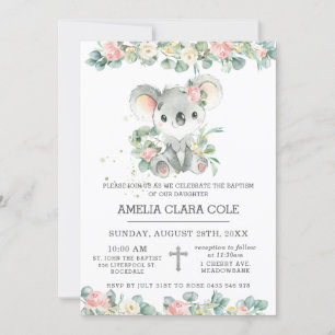 Eukalyptus Floral Niedlich Koala Taufe Christening Einladung