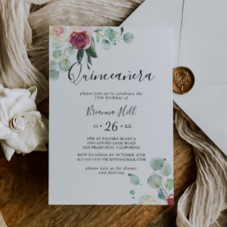 Eukalyptus Floral Quinceñera Einladung