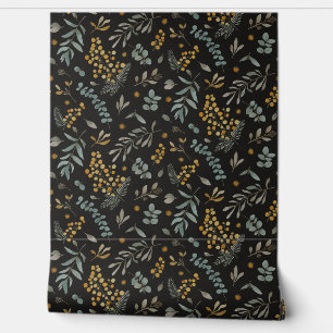 Eukalyptus floral schwarz tapete