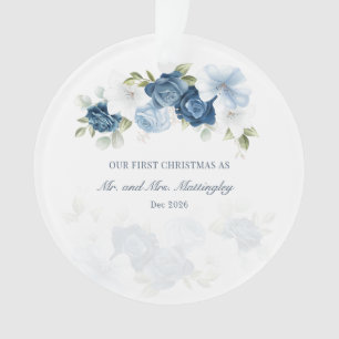Eukalyptus floral Succulent Couples Dusty Blue Ornament