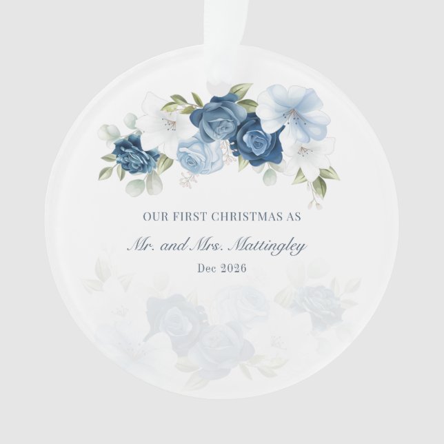 Eukalyptus floral Succulent Couples Dusty Blue Ornament (Vorderseite)