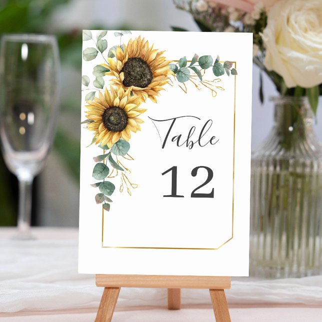 Eukalyptus floral Tischnummer (Sunflower Eucalyptus Floral Custom Table Number)