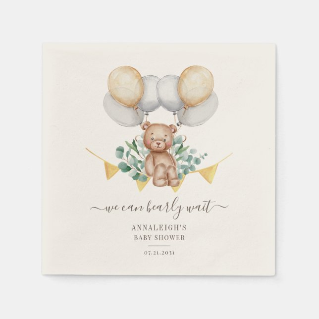 Eukalyptus Floral Watercolor Script Baby Shooting Serviette (Vorderseite)