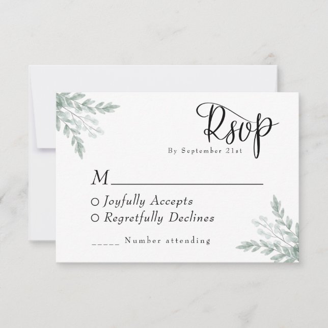 Eukalyptus Floral Watercolor Wedding RSVP Karte (Vorderseite)