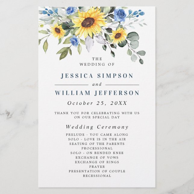 Eukalyptus Floral Wedding Ceremony Program (Vorderseite)