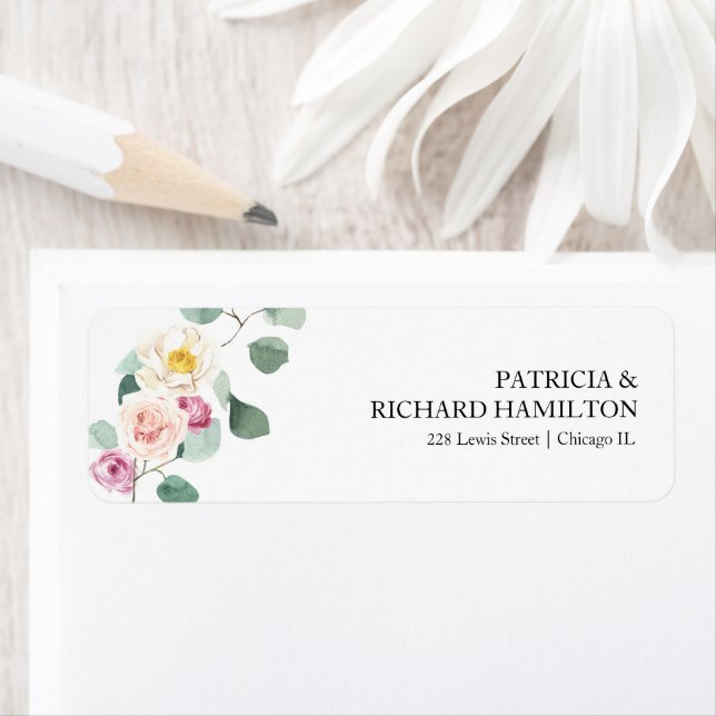 Eukalyptus Floral Wedding Return Address Label (Insitu)